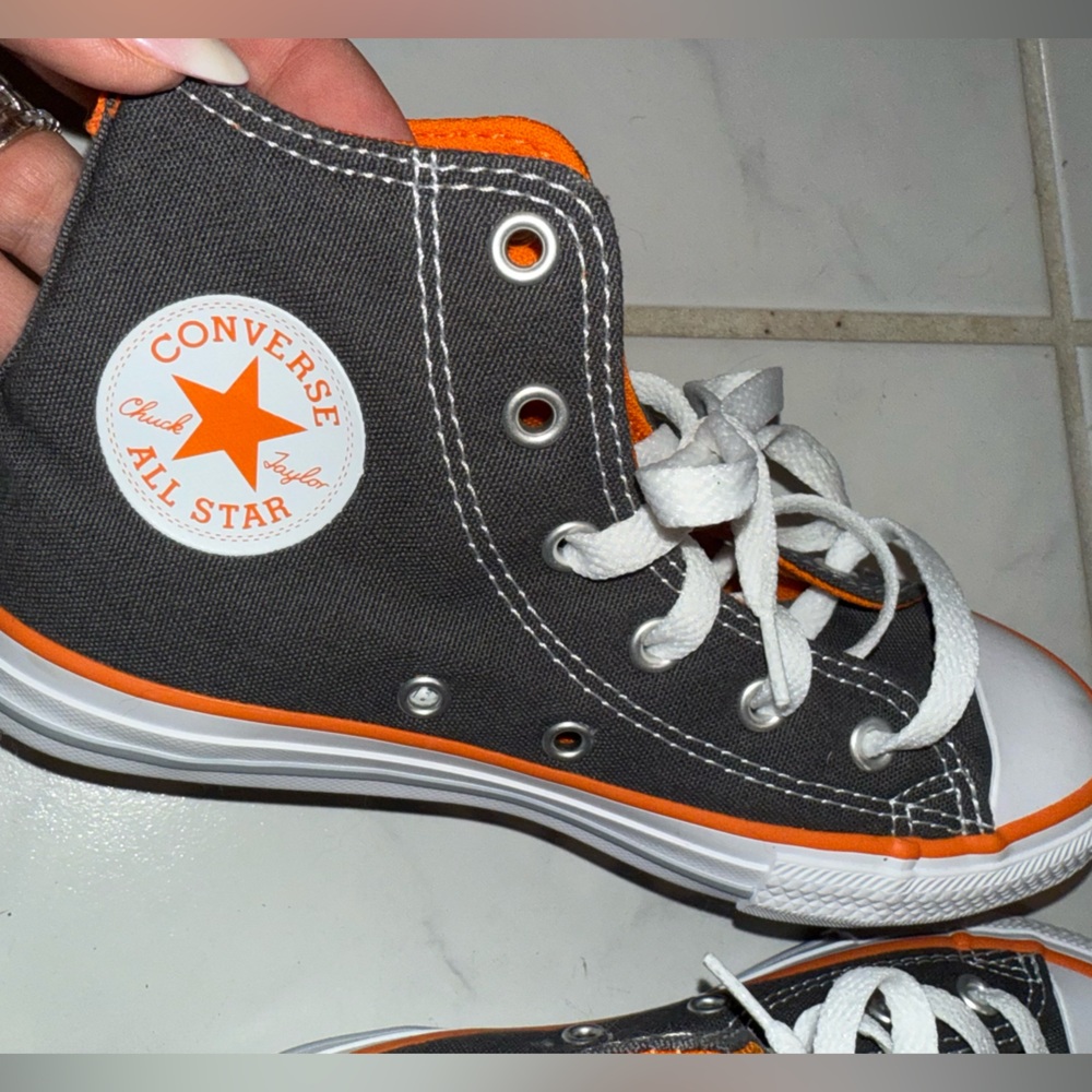 Converse Gray and Orange High-Top Sneakers